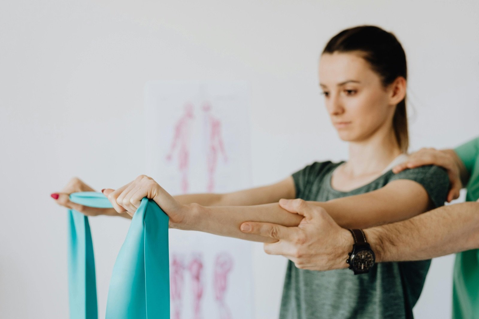 Patient doing a resistance band exercise